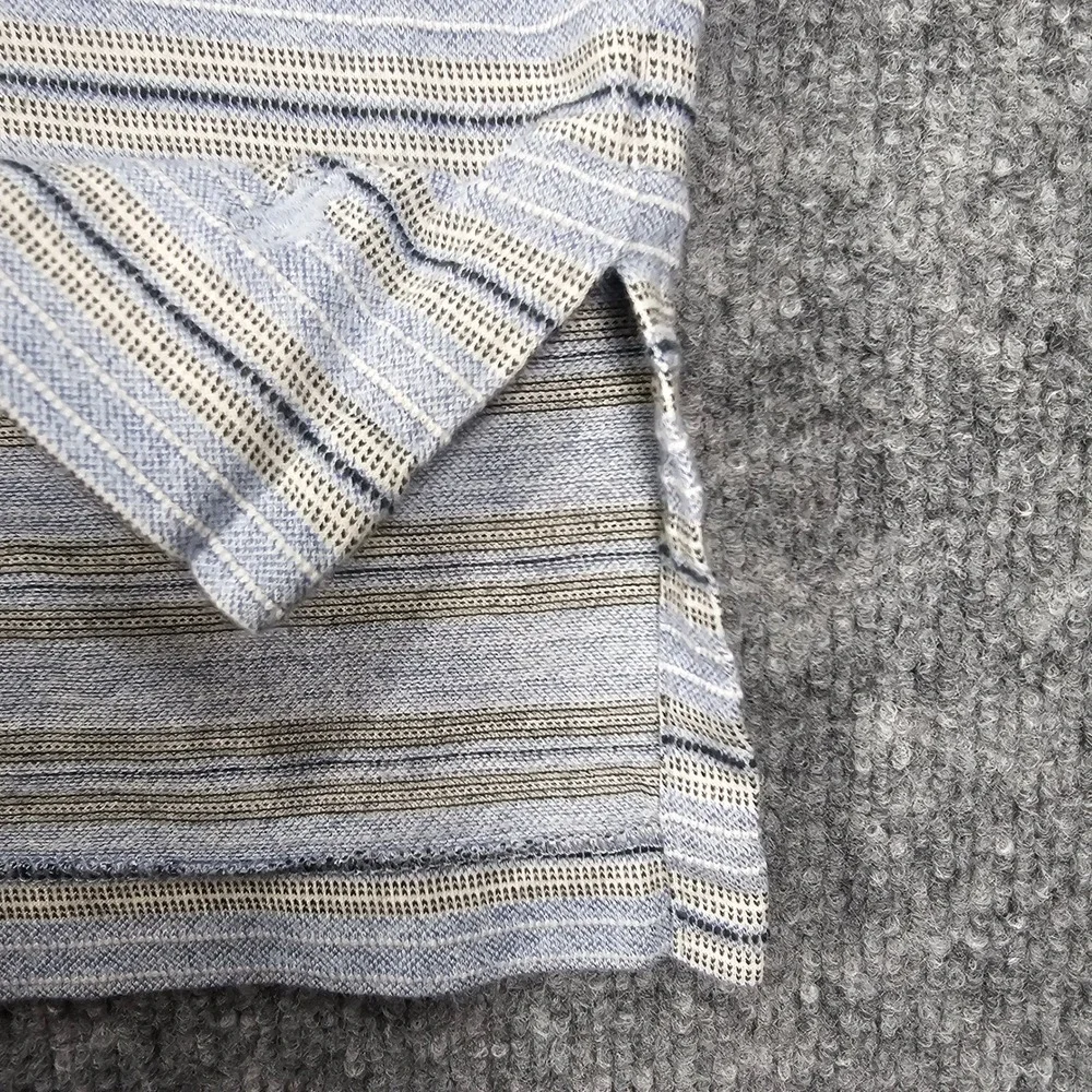 Polo Ralph Lauren XL Pima Cotton Striped Polo Shirt Blue Tan Pocket Mens Classic